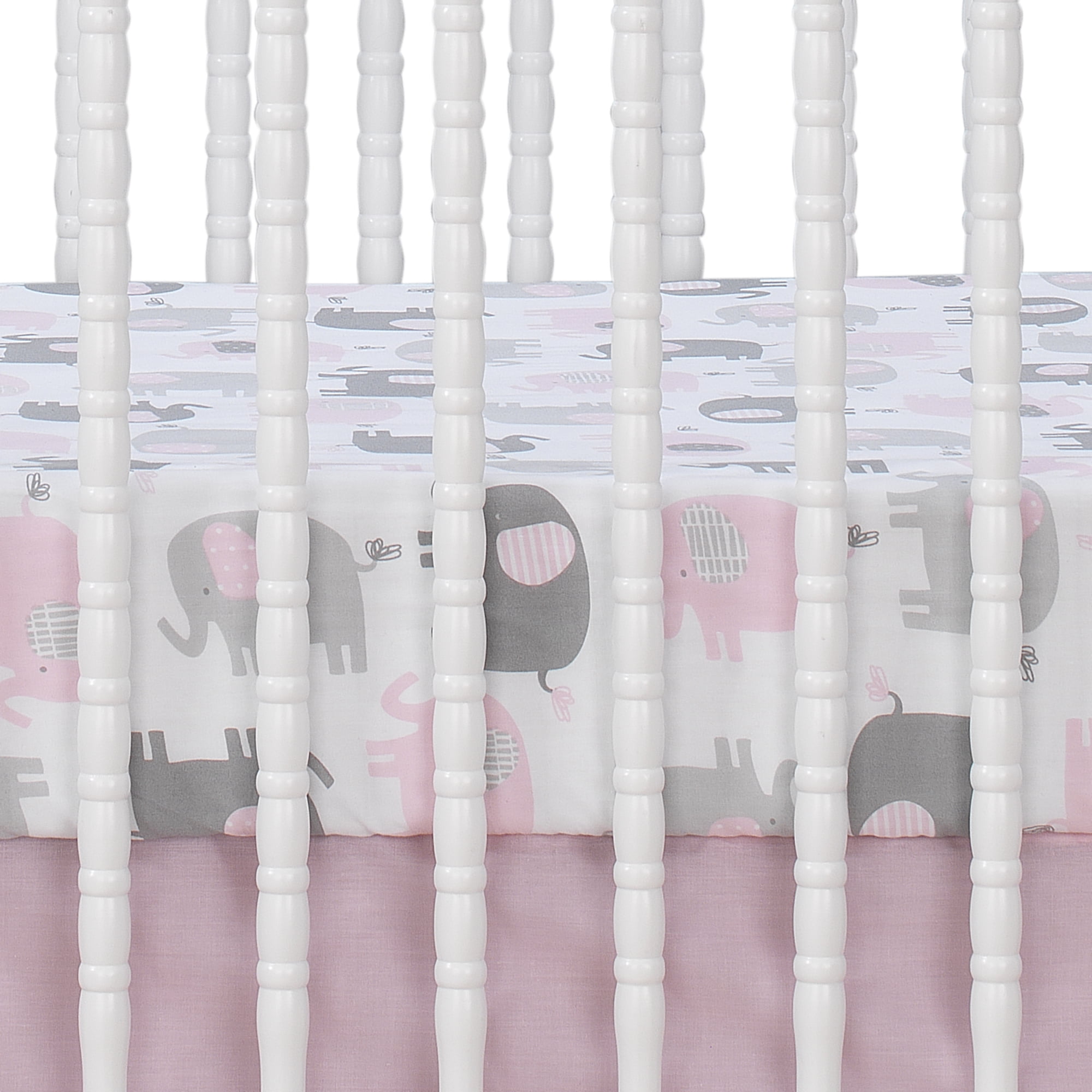 Bedtime Originals Eloise Gray Pink White Elephant Baby Fitted Crib Sheet Walmart