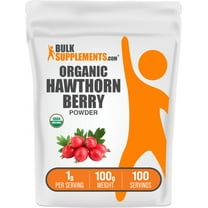 BulkSupplements Organic Hawthorn Berry Powder - 1g per Serving - 100 Grams (3.5 oz) - 100 Servings