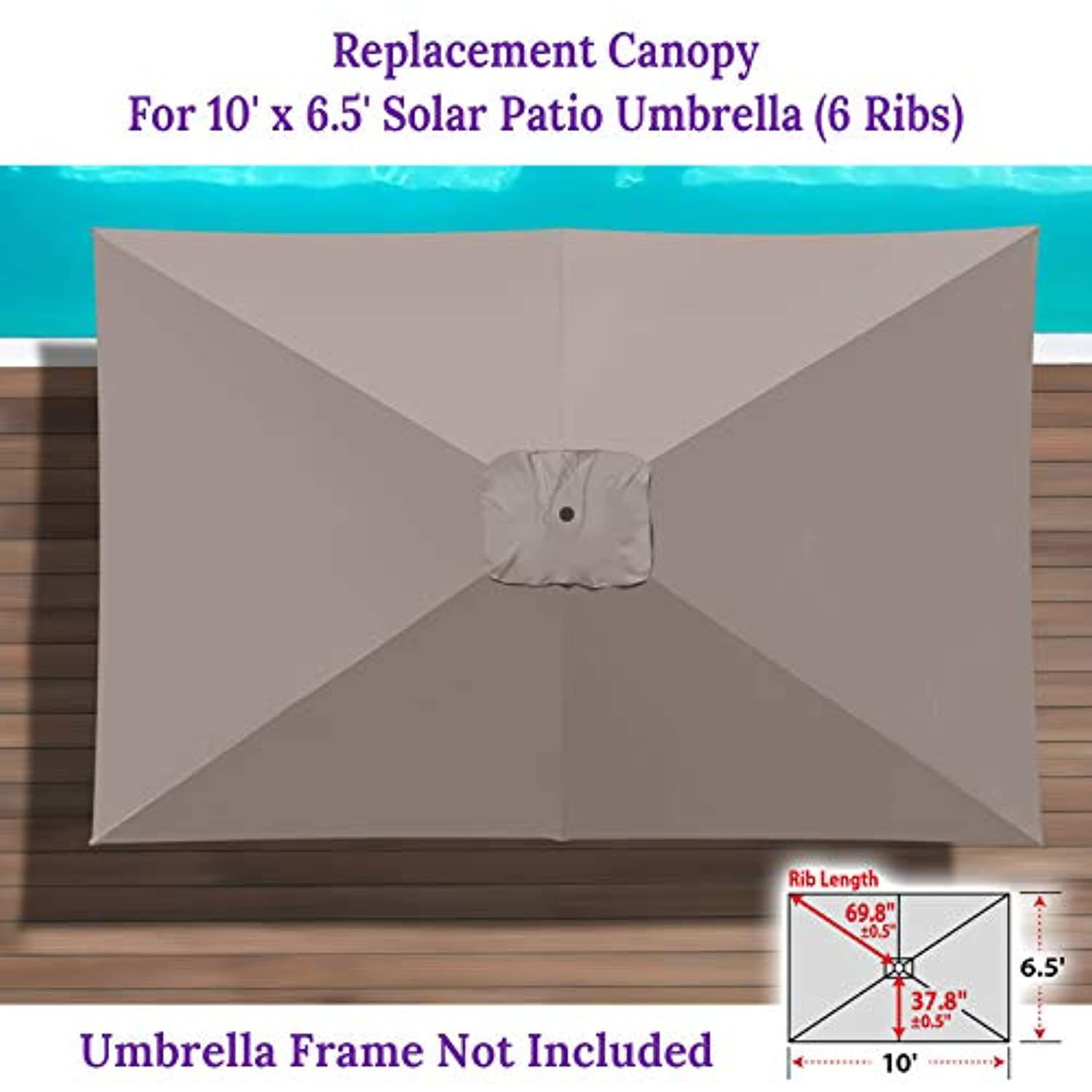 CANOPY ONLY Taupe BenefitUSA Replacement Umbrella Canopy Cover for 6.5ft 6 Ribs Patio Market Umbrella 