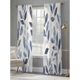thumbnail image 5 of Navy Blue Botanical Semi Sheer Curtains 96 Inch Length 2 Panels Set, Pastoral Spring Leaves Watercolor Sheer Kitchen Curtain Privacy Voile Window Curtain for Living Room Bedroom Rod Pocket Drapes, 5 of 7