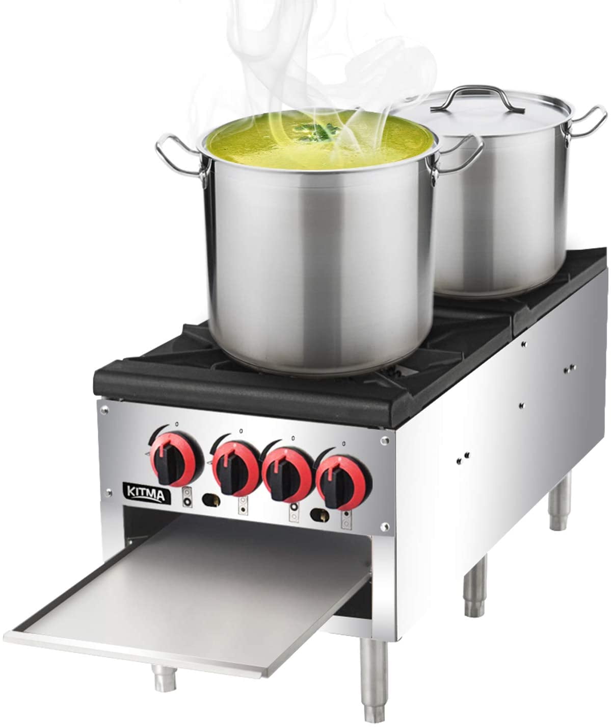 Commercial 2 Burner Stock Pot Stove Stainless Steel Countertop Stock