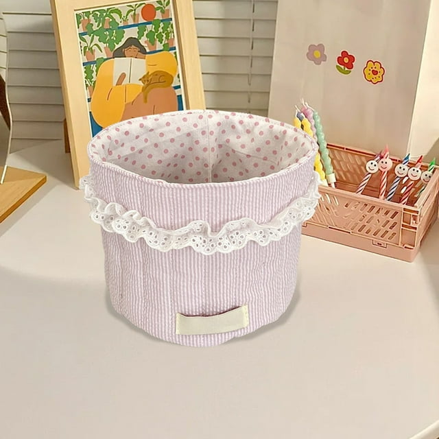 Fabric Desk Organizer for Home Storage in Style – Portable Fabric Desk Caddy for Girls Space Saving Organizer for Papers Stationery and Small Accessories