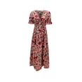 thumbnail image 5 of Ruyang Boho Floral Casual Dress Women's 2024 Summer Short Sleeve Casual Midi Dresses V Neck Floral Sundress Wrap Dress, 5 of 9