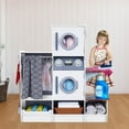 thumbnail image 6 of Lil' Jumbl Kids Washer and Dryer Playset, Wooden Laundry Play Set for Kids w/Iron, Hangers & More - White, 6 of 10
