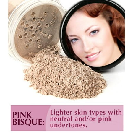 3 pc KIT Mineral Makeup Foundation Set Full Size Sheer Powder Bare Face Matte Cover (Pink