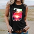 thumbnail image 2 of Penkiiy Hawaiian Beach Tank Tops for Women Palm Tree Graphic Shirts Sunset Beach Tank Vest Vintage Summer Vacation Sleeveless Tee XL Black, 2 of 5