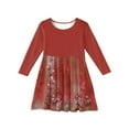 thumbnail image 5 of Abcomgle Girls Long Sleeve Dresses 7-16 A-Line Fall Tshirt Dress Vintage Floral Print Crew Neck Girls Skater Dress Swing Basic Dresses for 4-14t Kids 13-14 Years,Wine, 5 of 5
