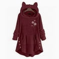 thumbnail image 2 of WREESH Womens Winter Warm Oversized Sweatshirts Cute Ear Fuzzy Fleece Hoodies Trendy Long Sleeve Printed Pullover Sided Button Tunic Tops Loungewear with Pocket Wine, 2 of 4