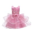 thumbnail image 3 of Vedolay Girls Elegant Sleeveless Crew Neck Floral Lace Princess Dress,Pink 4-5 Years, 3 of 5