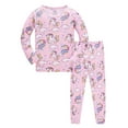 thumbnail image 2 of CUZIBR Girls Outfits Crewneck Pajamas Cartoon Animals Print Long Sleeve Sleepwear For Kids Toddler 2 Piece Pjs Clothes Sets,Pink,3-4 Years, 2 of 5