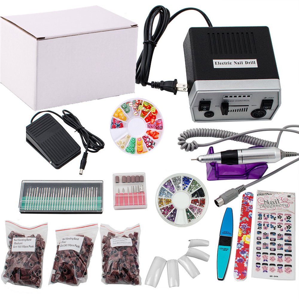 iMeshbean Professional Electric Nail Art Drill Glazing Machine Manicure Pedicure Kit for Home