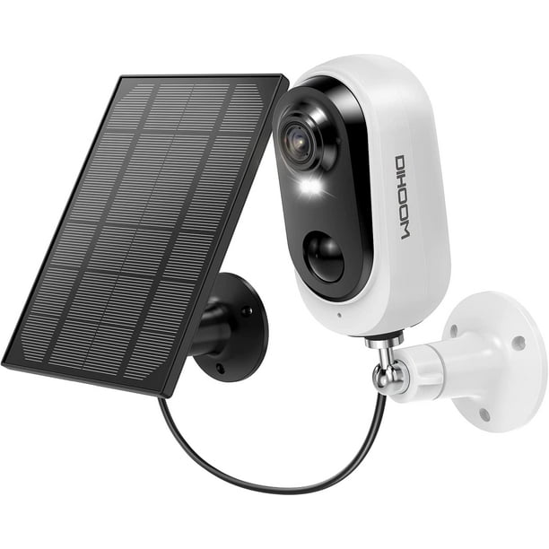 Caméra solaire extérieure sans fil WiFi Caméra de sécurité à panneau solaire  1080P Batterie rechargeable Capteur de mouvement passif cylindrique Audio  bidirectionnel