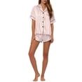 thumbnail image 2 of Conjuntos de pijama de satén para mujer INSPIRE CHIC, ropa de noche, camisetas con pantalones cortos, conjuntos de lounge XL rosa-blanco, 2 of 6