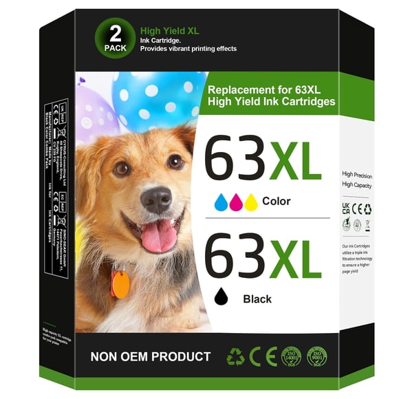 Cartuchos de tinta Eudul 63XL negros y de color para HP 63 (paquete de 2)