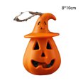 thumbnail image 2 of Paquete de 3 luces LED de calabaza para Halloween, portátiles con sombrero de bruja, cara de fantasma parpadeante para decoración de fiesta, 2 of 5