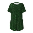 thumbnail image 7 of Ratiio Emerald Green Sparkling Print Womens Pajama Sets 2 Piece Soft Short Sleeve Top and Shorts Sleepwear Round Neck Pjs Lounge Set, 7 of 7