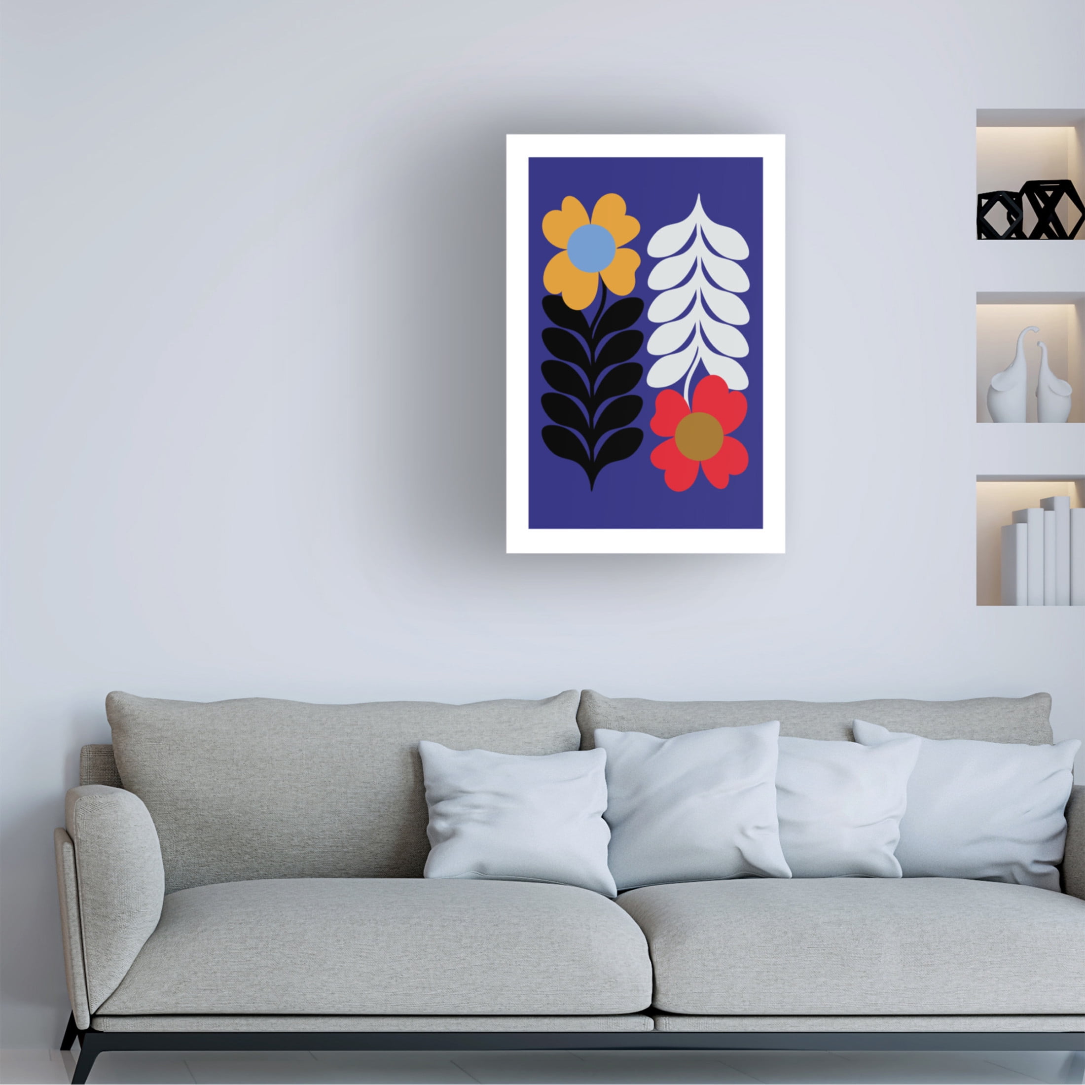 Trademark Fine Art Frances Collett Flowers Blue Canvas Wall Art