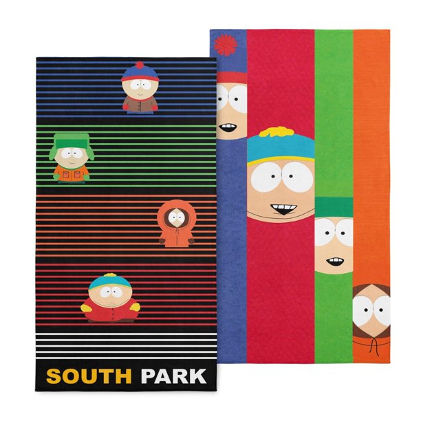 Northwest South Park Toalla De Playa, Paquete De 2 Toallas De Piscina De Gran Tamaño, Suaves, Absorbentes, Sin Arena Y De Secado Rápido, Con Diseños De Rayas Y Fotos De Clase, 30 X 60 Pulgadas