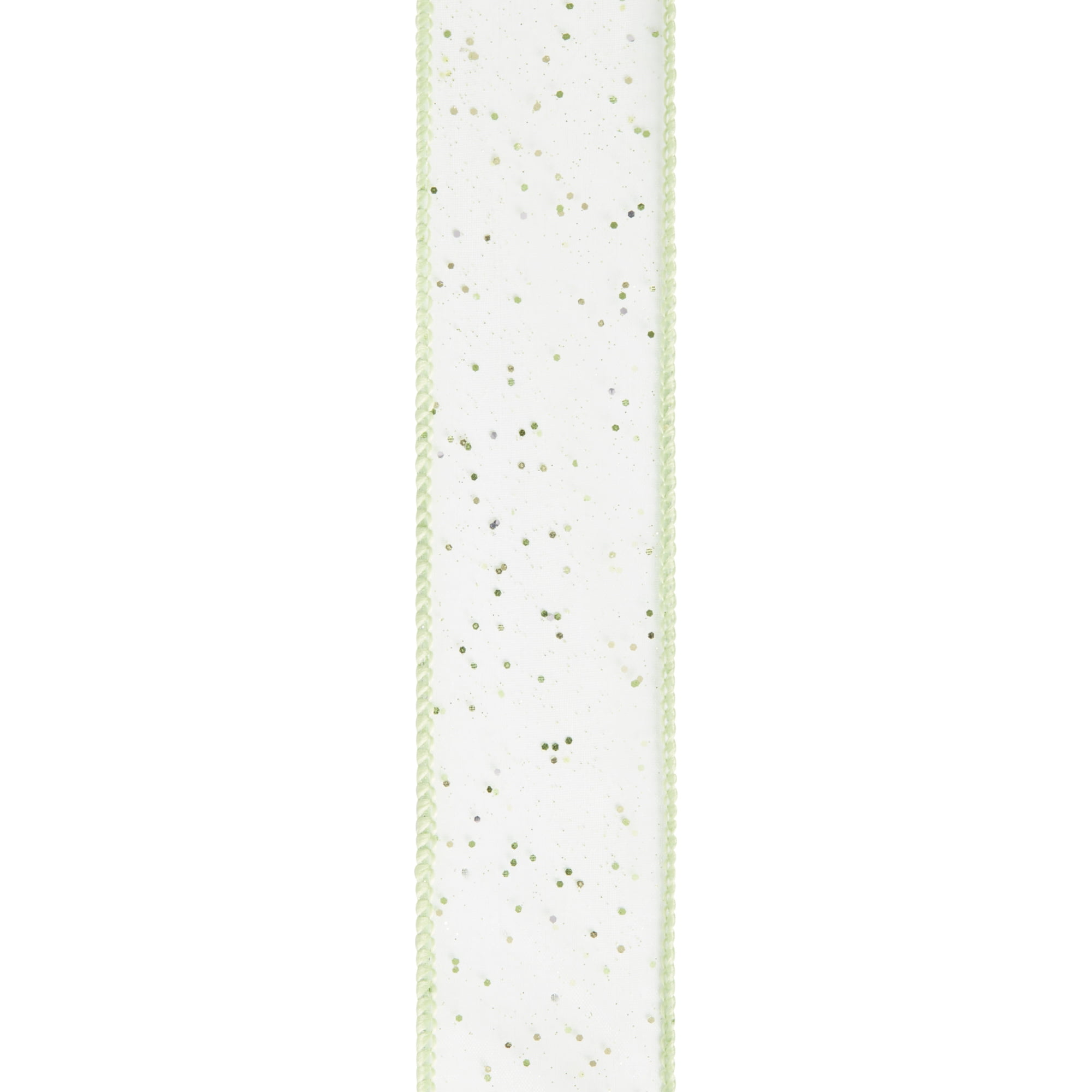 (3 pack) Offray Ribbon, Citrus Green 1 1/2 inch Wired Edge Sheer Polyester Ribbon, 9 feet