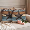 thumbnail image 2 of Texas Star Vintage Outdoor Waterproof Pillow Covers, Berry Navy Blue Brown Wooden Decorative Square Throw Pillowcase Sofa Cushion Sham for Patio/Couch/Chair, 18"x18" 2 Pack, 2 of 8