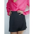 thumbnail image 3 of Biezeib Women's Satin Mini Skirt Slim Fit A-Line Back Zip Up Solid Color Short Skirt for Party Club, 3 of 6
