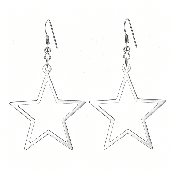 DESIGNICE Simple Star Earrings for Women,Hollow Star Dangle Drop Earrings