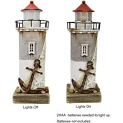 Wooden Lighthouse Decor with Light, Decorative Nautical Lighthouse Rustic Ocean Sea Beach Themed Lighthouse Decoration, Handcrafted Tabletop Nautical Themed Home Decor Bathroom Decor (11.4“H)