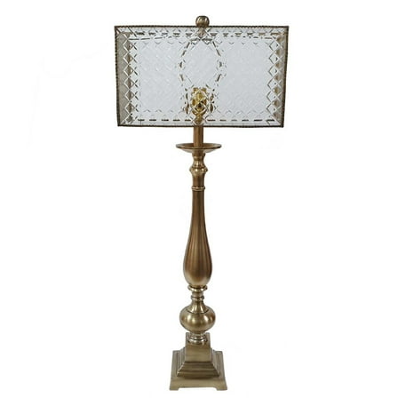 Table Lamp with Shade - Modern Rectangular Design - Antique Brass Finish - Corded Electric Lamp
