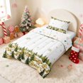 thumbnail image 2 of Manfei Winter Twin Comforter Sets Christmas Bedding Set, Green Gold 2-Pieces 1 Comforter and 1 Pillowcase, Xmas Reversible, 2 of 6