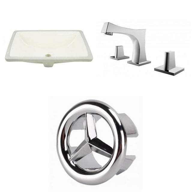 American Imaginations 18.25-in. W CUPC Rectangle Bathroom Undermount Sink Set In Biscuit - Chrome Hardware AI-26804