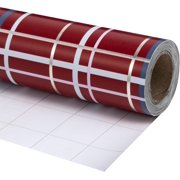 Sparklane Christmas Red Wrapping Paper Roll, Buffalo Plaid Red for Christmas Winter Holiday Family Gathering, Grid Backing, 17 inches x 32.8 Feet, Mini Roll