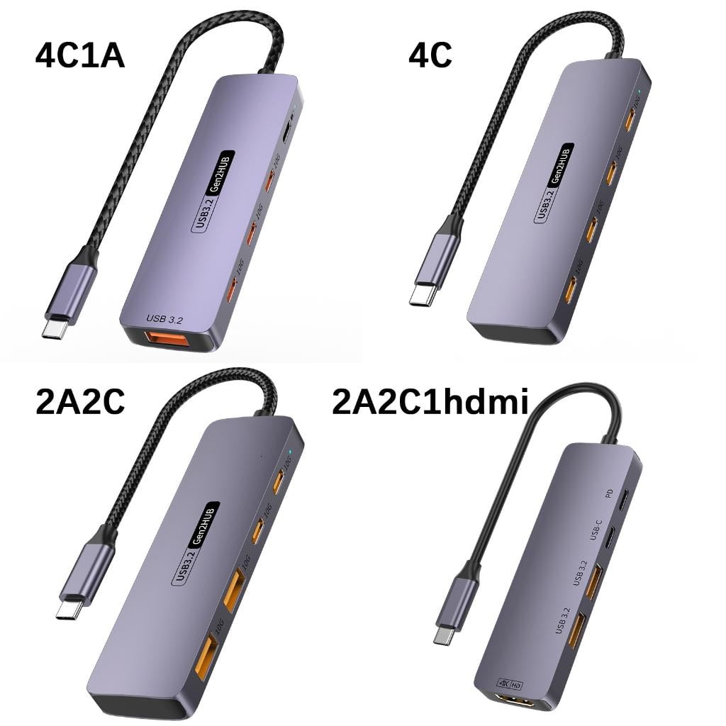 Multifunction USB C Hubs 10Gbps PD100W 140W Chargers USB 3.2 Converters 4K HDTV Port For Laptop Smartphone Accessories