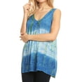 thumbnail image 4 of Sakkas Women's Tie Dye Floral Sequin Sleeveless Blouse - Blue / Cream - Plus Size, 4 of 6