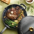 thumbnail image 2 of Tramontina Bestow 12-Inch Enameled Cast Iron Skillet with Lid, Smoke with Gold Stainless Steel Knob, Oven-Safe, 2 of 8