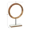 thumbnail image 4 of 11" x 17" Brown Mango Wood Circle Geometric Sculpture with Marble Stand, by DecMode, 4 of 14