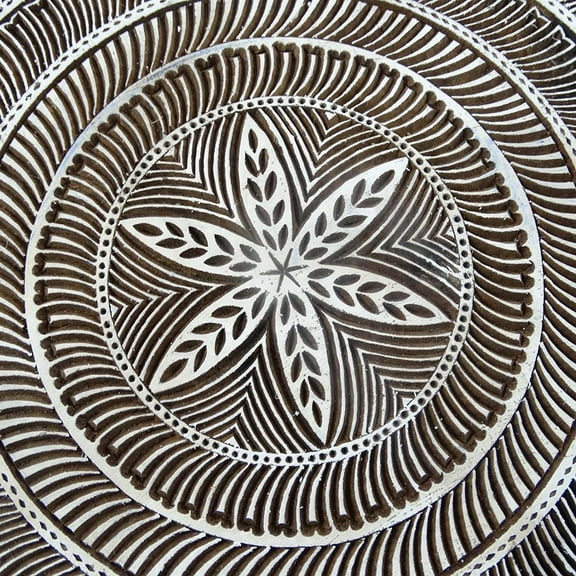 Round Shape Wooden Block Floral Print Printing Textile Stamp On Apparel Fabric