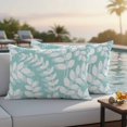 thumbnail image 3 of Lumbar Pillow Covers 20x12 Inch Set of 2, Pale Teal Leaves Waterproof Outdoor Pillow Covers, Farmhouse Botanical Branch Vintage Boho Leaf Decorative Cushion Pillowcases for Patio Garden Couch Bed, 3 of 9