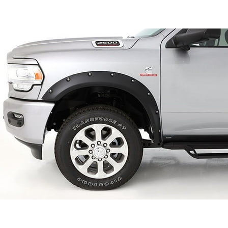 Bushwacker by RealTruck Pocket/Rivet Style Front Fender Flares | 2-Piece Set, Black, Smooth Finish | 50059-02 | Compatible with 2019 - 2024 Dodge RAM 1500 Rebel