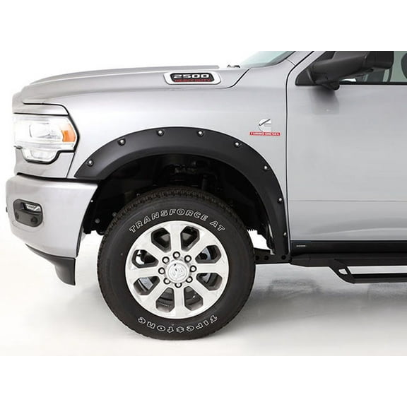 Bushwacker by RealTruck Pocket/Rivet Style Front Fender Flares | 2-Piece Set, Black, Smooth Finish | 50059-02 | Compatible with 2019 - 2024 Dodge RAM 1500 Rebel