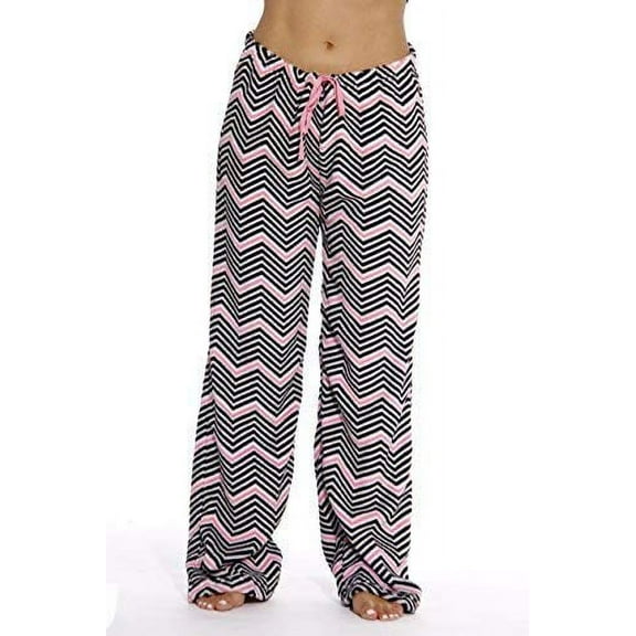 Just Love Women's Plush Pajama Pants 6339-10351-RED-M (Chevron - Black / Pink, Medium)