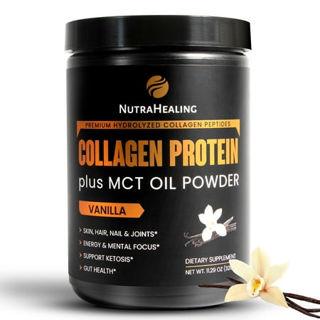 Vanilla Collagen Protein Powder With MCT Oil, Sugar Free, Gluten Free, Dairy Free, KETO Friendly