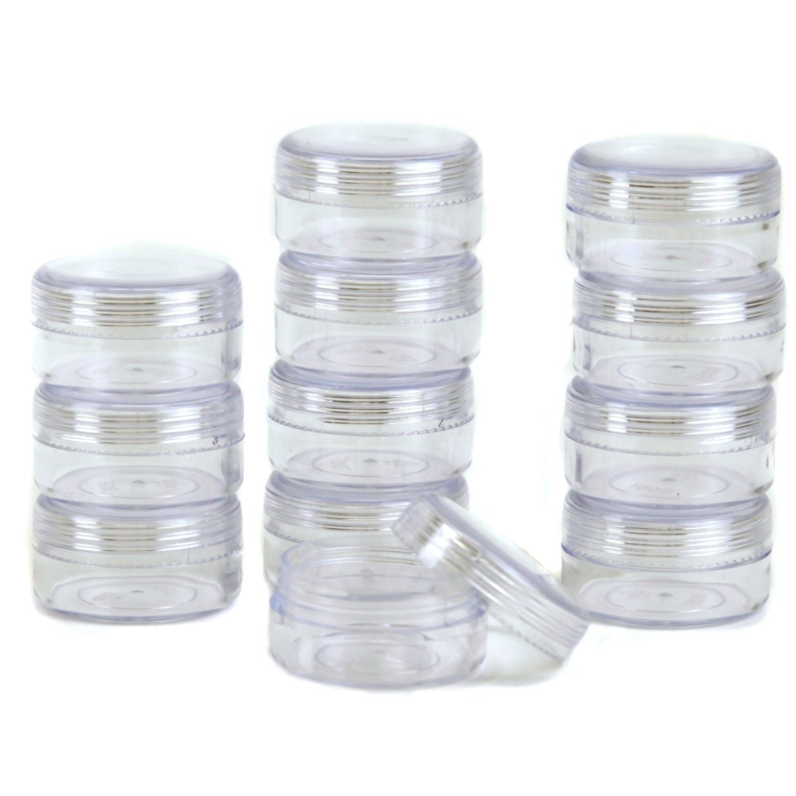 1-16 Multi Listing 2000ml Clear Round Plastic Storage Jars with White Caps