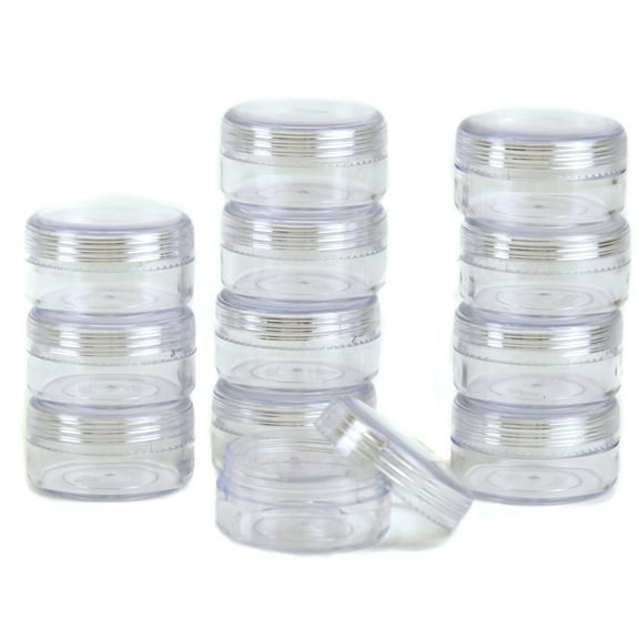 Storage Round Clear Container with Screw Lids For Small Items Organizer 1.5 inches - 12 Pieces