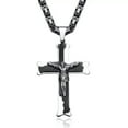 thumbnail image 3 of EOEMY Fashion Women Men Cross Crucifix Jesus 6mm Stainless Steel Byzantine Necklace-Silver Black-22Inch Or 55Cm, 3 of 3