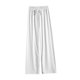 thumbnail image 3 of Pantalones de pierna ancha para mujer, pantalones sueltos con cordón de cintura alta, informales, de fibra de poliéster, para desplazamientos en verano, color blanco M, 3 of 8
