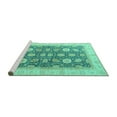thumbnail image 2 of Ahgly Company Machine Washable Indoor Rectangle Oriental Turquoise Blue Modern Area Rugs, 8' x 10', 2 of 4