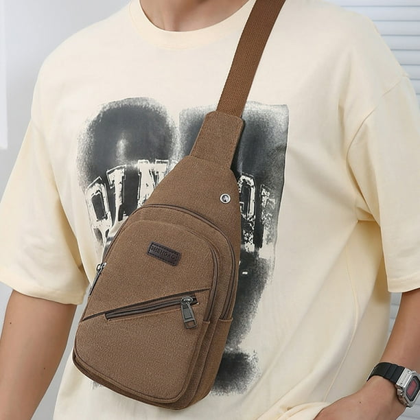 Xihbxyly Mochila con Correa, Puerto de Carga Usb, Orificio para Auriculares, Lona Impermeable, Correa de Hombro Ajustable, Bandolera Versátil, Senderismo, Viajes, Actividades Al Aire Libre, Tamaño 30