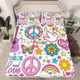 thumbnail image 2 of Feelyou Peace and Love Queen Sheet Sets, Groovy Butterfly Stars Bed Set, 4-Piece, 2 of 7