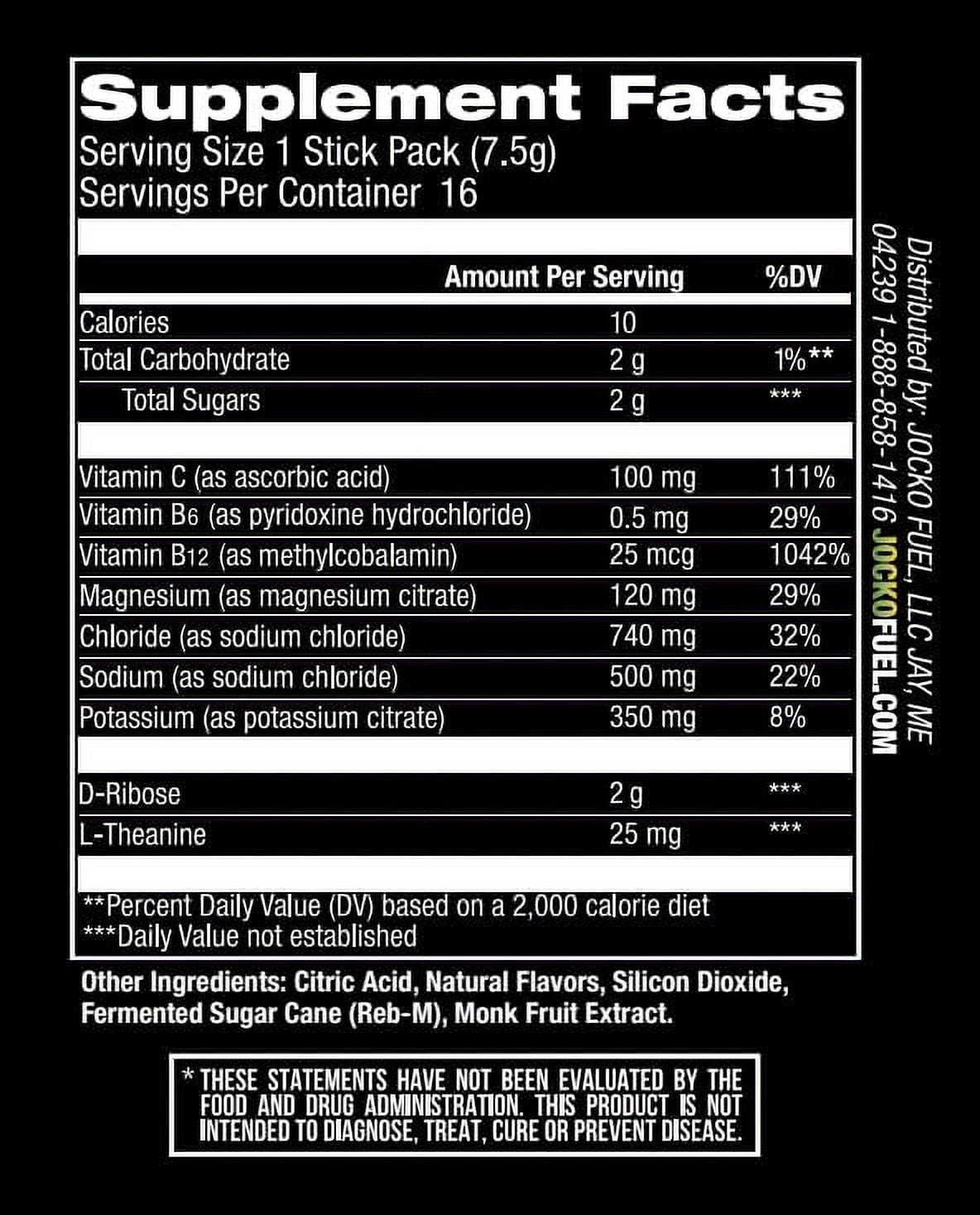 Jocko Fuel Hydrate Powder Packets, with Electrolyte Complex, Lemon Lime Flavor, 16 Count