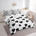 thumbnail image 3 of Feelyou Kawaii Love Heart Bedding Comforter Set 7 Pieces for Kids, Romantic Valentines Day Full Bedding Set, White Black Cartoon Reversible Fitted Sheet Flat Sheet, Microfiber Bedroom Decor, 3 of 8